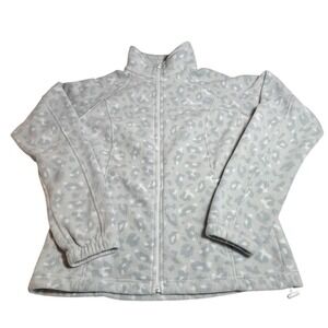 Columbia Women's Fleece Jacket Full Zip Gray Leopard Print Size L